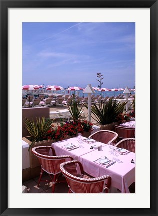 Framed Riviera Cafe, Cannes, France Print