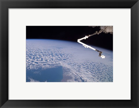 Framed Robotic Canadarm2 above Earth Print
