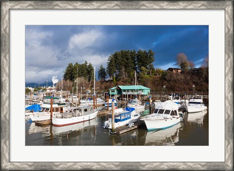 Framed Port Alberni, Harbor Quay Marina, Vancouver Island, British Columbia, Canada Print