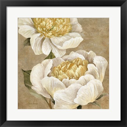 Framed Up Close Cream Peony Print