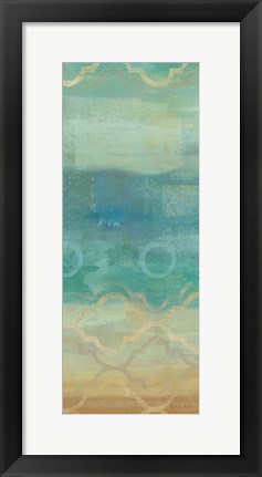 Framed Abstract Waves Blue Panel I Print