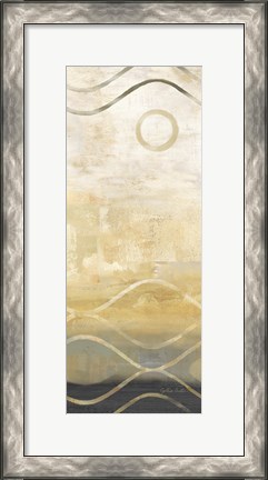 Framed Abstract Waves Black/Gold Panel II Print