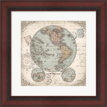Framed World Hemispheres II Print