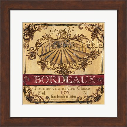 Framed Grand Vin Wine Label III Print