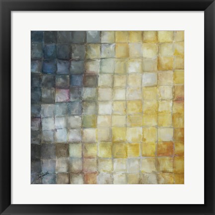 Framed Yellow Gray Mosaics I Print