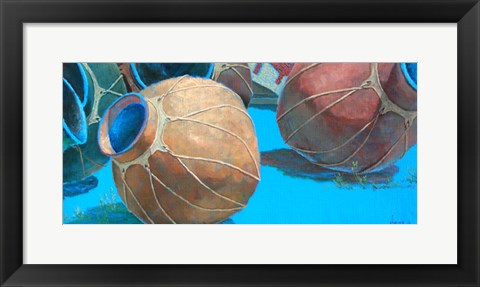 Framed Blue Pots 4 Print