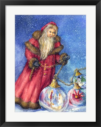 Framed Old Santa with Gifts Print