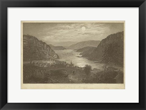 Framed Harper&#39;s Ferry by Moonlight Print