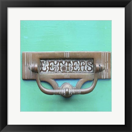 Framed Rustic Turquoise Details III Print