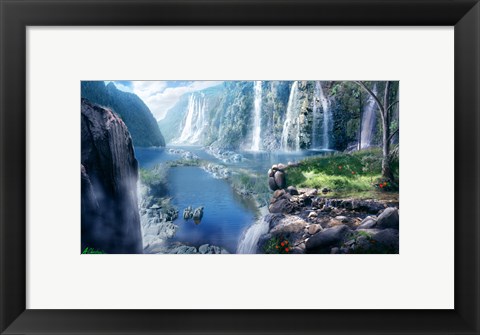 Framed Waterfall Paradise Print