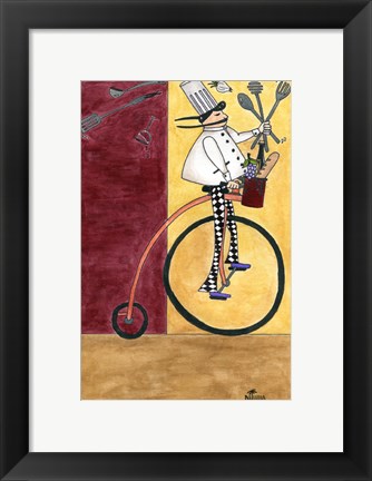Framed French Chef Bicycle Print