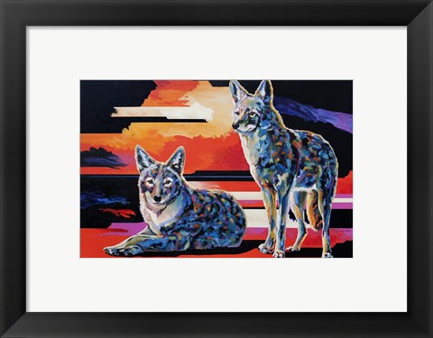 Framed Two Coyotes Print