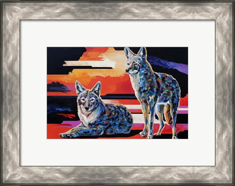 Framed Two Coyotes Print