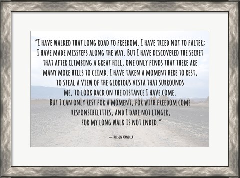 Framed Road to Freedom - Nelson Mandela Quote Print