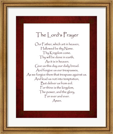 Framed Lord&#39;s Prayer - Red Print