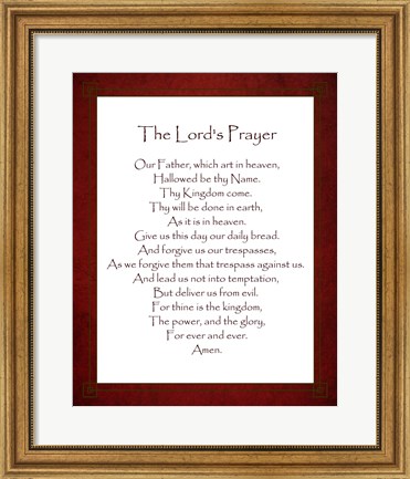 Framed Lord&#39;s Prayer - Red Print