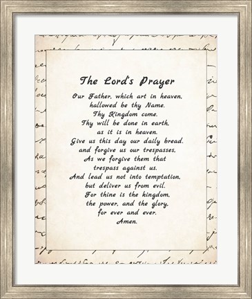 Framed Lord&#39;s Prayer - Script Print