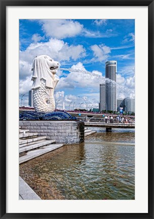 Framed City Skyline, Fullerton, Clarke Quay, Singapore Print