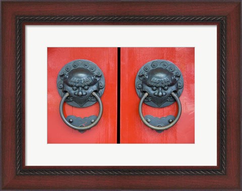 Framed Pair of Door Knockers, Buddha Tooth Relic Temple, Singapore Print