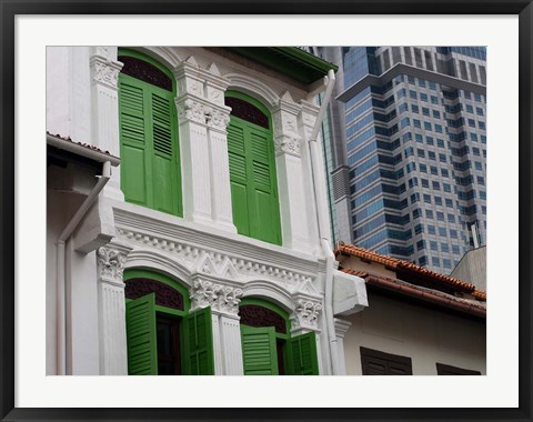 Framed Modern Buildings and Older Ones in Singapore Print