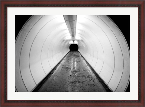 Framed Singapore, Illuminated Pedestrian Tunnel, Paths Print