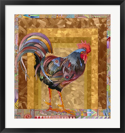 Framed Metallic Rooster Print