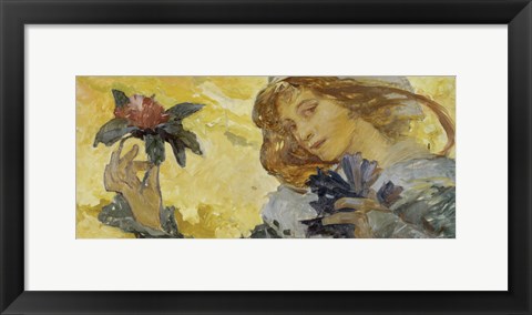 Framed Woman with Rose Print