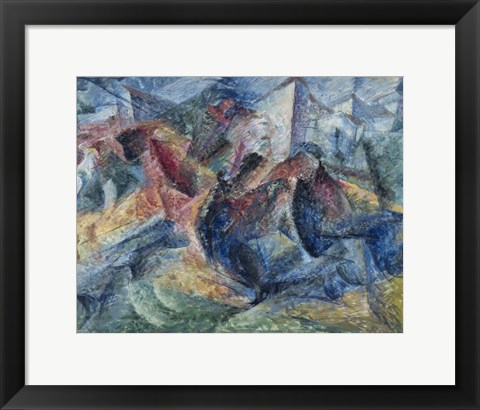 Framed Horse, Horseman and Group of Houses Print