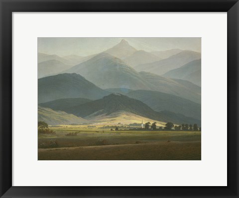 Framed Landscape with Mountains Print