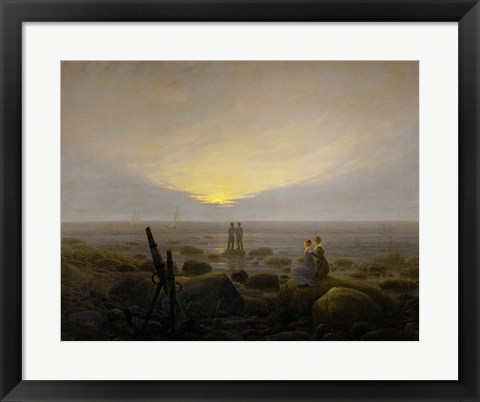 Framed Moonrise on the Seashore, 1821 Print