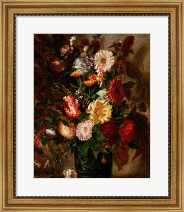 Framed Flowers in an Earthenware Pot, 1847 Print