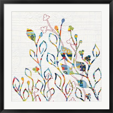 Framed Rainbow Vines with Flowers Print