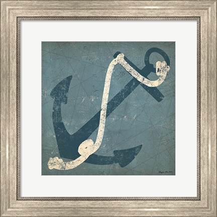 Framed Nautical Anchor Blue Print