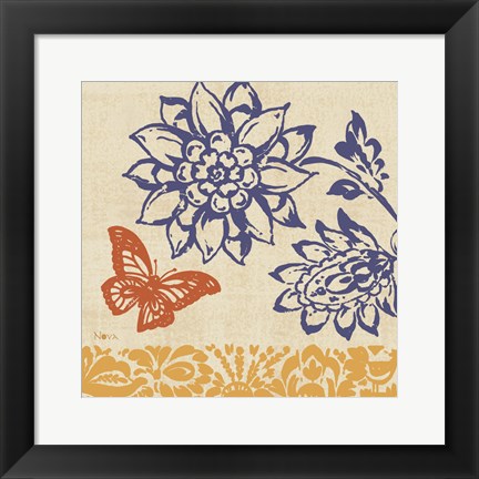 Framed Blue Indigo Butterfly I Print