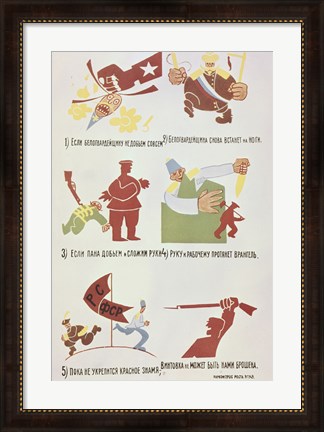 Framed Soviet Poster Against Wrangel&#39;S White Guards 1920 Print