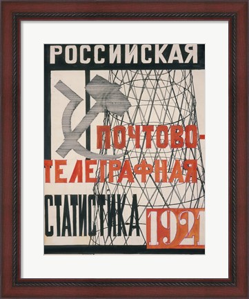 Framed Cover Design For Russian Postal-Telegraph Statistics, 1921 Print