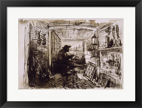 Framed Studio On The Boat,  c. 1860 Print