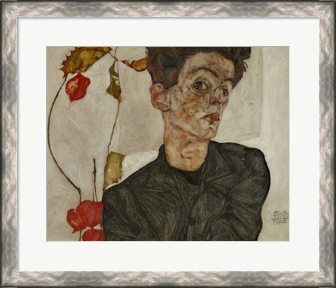 Framed Self-Portrait With Chinese Lantern And Fruits, 1912 Print