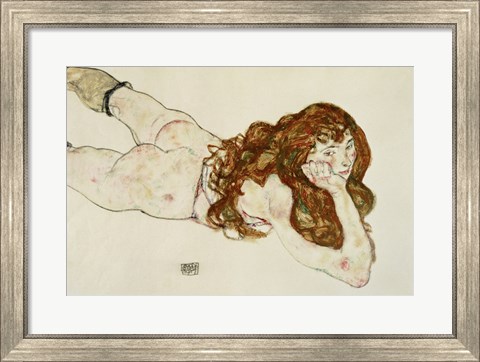 Framed Female Nude On Her Stomach, 1917 Print