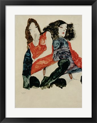 Framed Two Girls, 1911 Print
