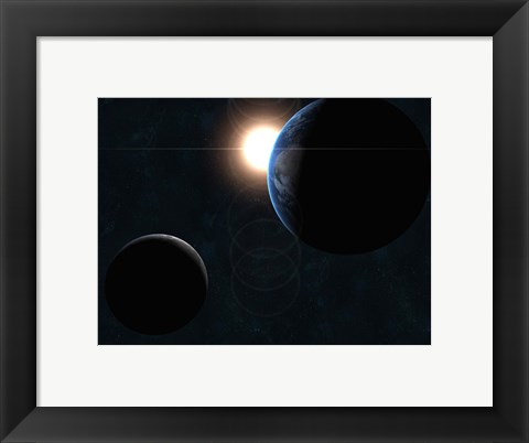 Framed Earth, Moon and Sun Print