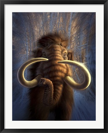 Framed Woolly Mammoth in Snow Print