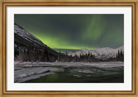 Framed Aurora Borealis over Annie Lake, Yukon, Canada Print