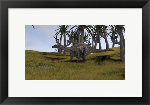 Framed Dicraeosaurus in a Savanna Landscape Print