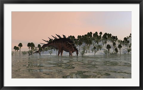 Framed Kentrosaurus Drinking Print