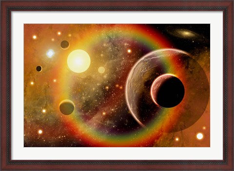 Framed Planetary System in Nebula Print
