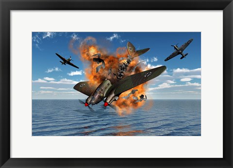 Framed German Heinkel Bomber Crash Print