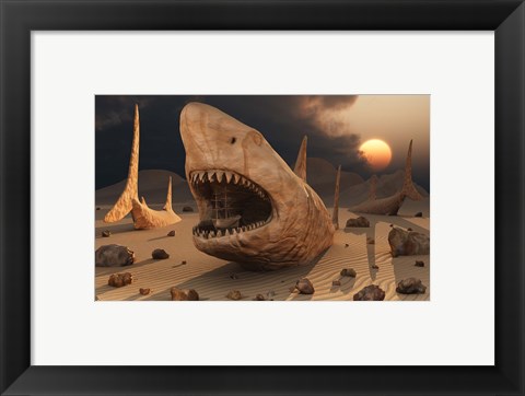 Framed Megalodon Desert Print