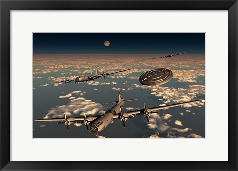 Framed UFO and B-29 Superfortress Aircraft Print