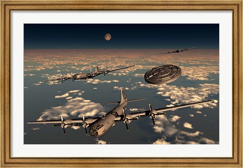 Framed UFO and B-29 Superfortress Aircraft Print
